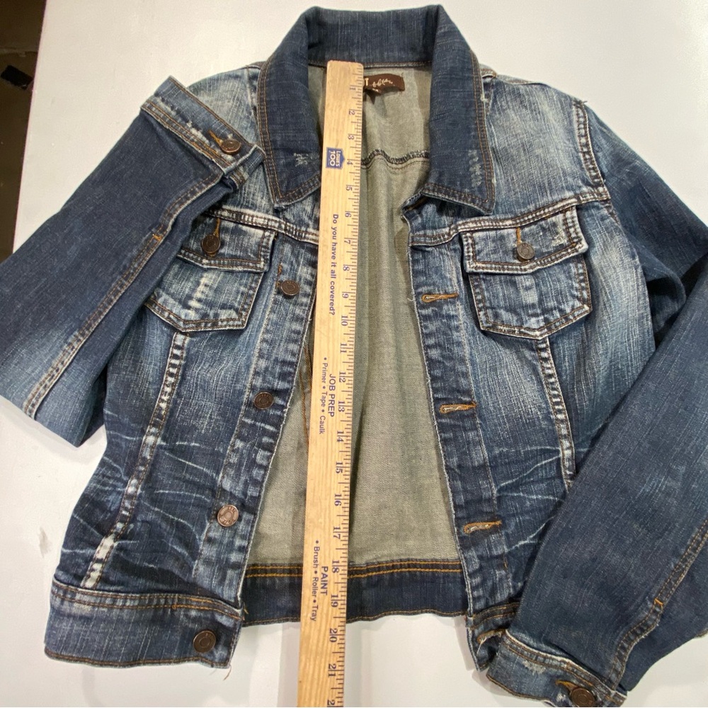 Kut from the Kloth Women's Blue Distressed Denim Jacket - Picture 3 of 8